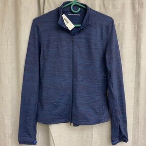 Outdoor Voices blue/black Striped Zip Up Jacket